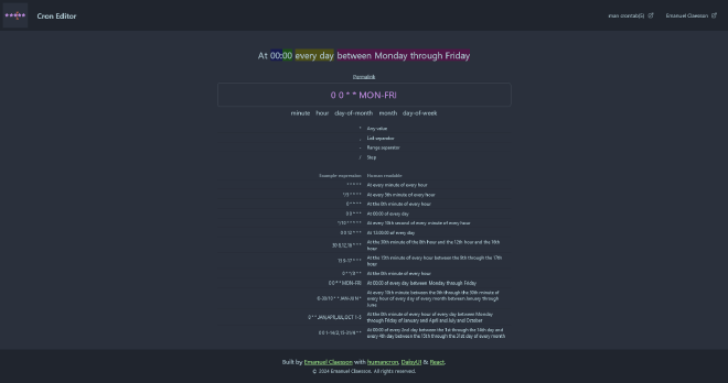 Screenshot of Cron Editor